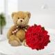 Love Messenger - A 12 red roses and 12 inch teddy combination for Valentine day